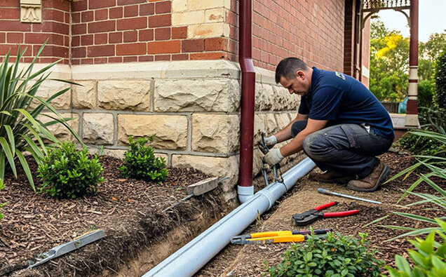 Plumber Connecting Pipe Gutter